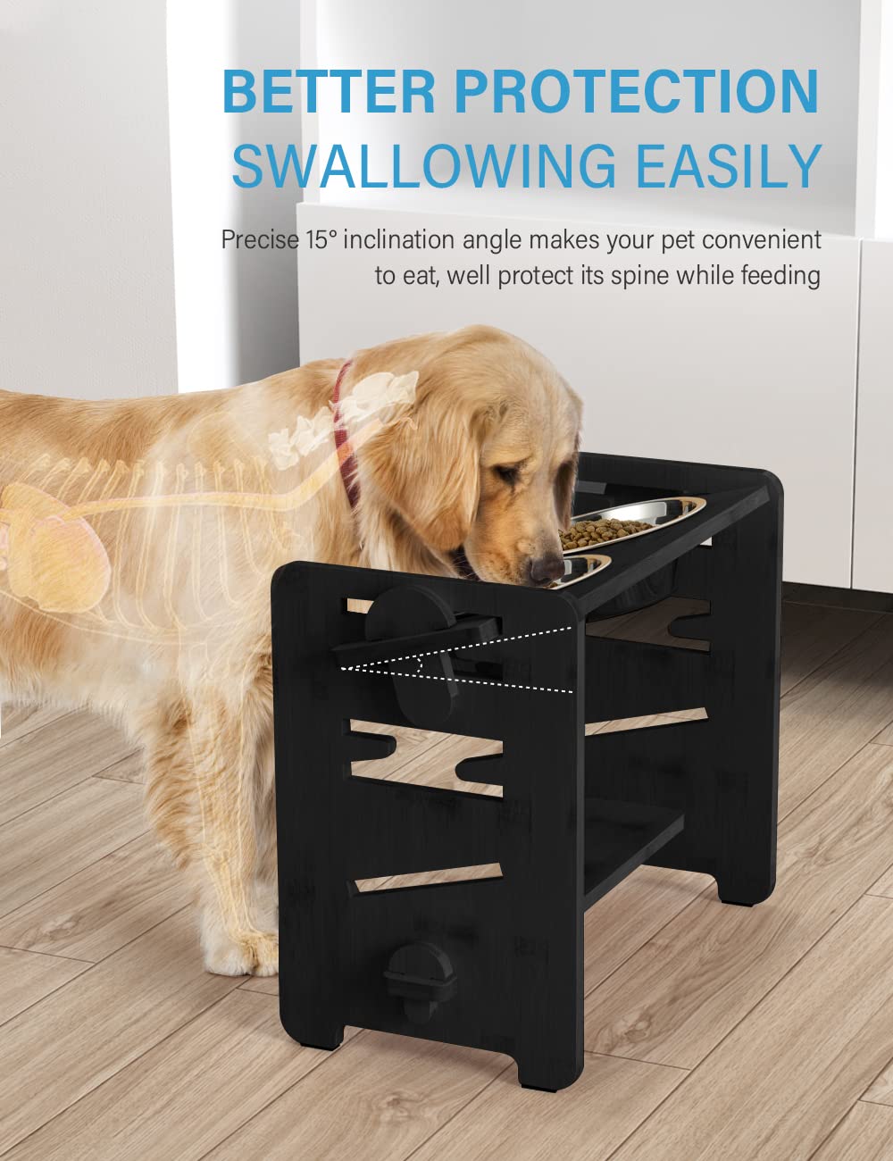 Vantic Elevated Dog Bowls, Adjustable Raised Dog Bowl Stand Bowl