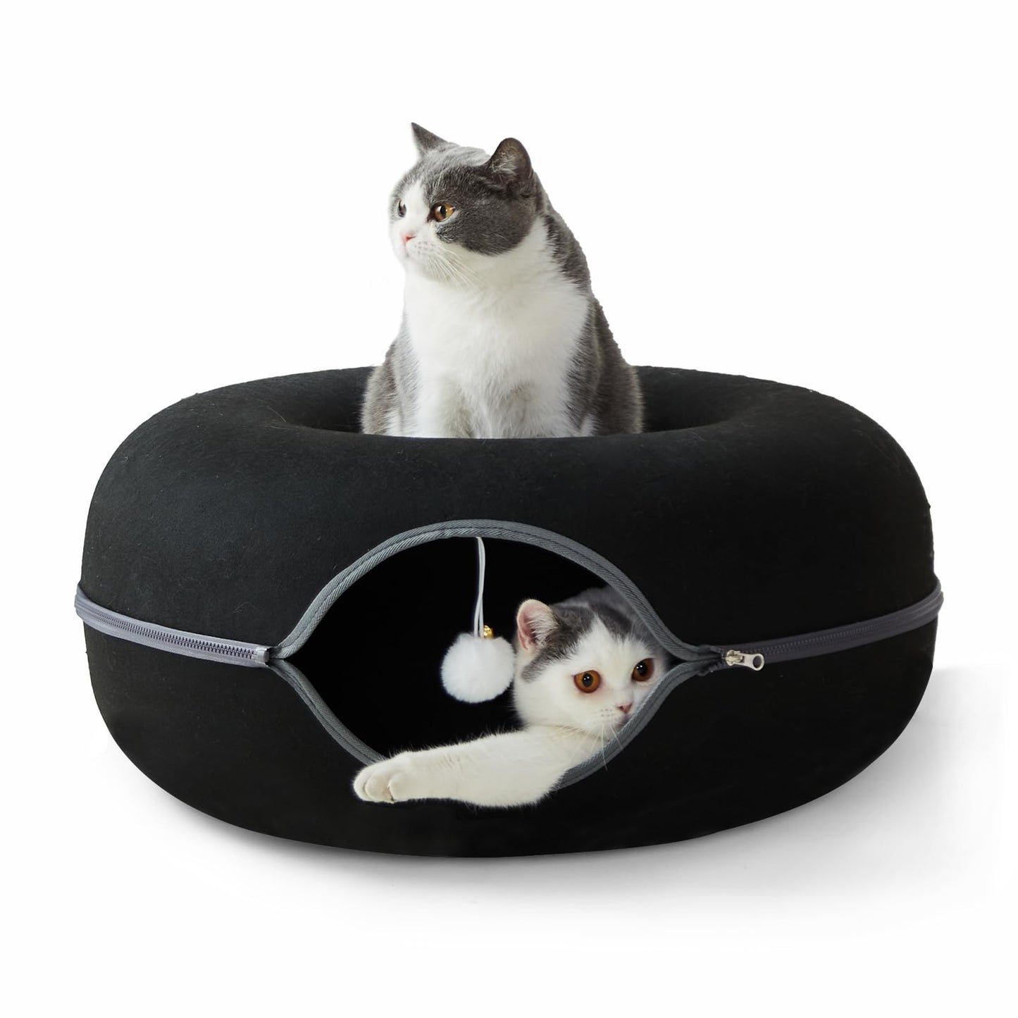 Peekaboo Cat Tunnel for Large Cats up to Features A Jingle Ball Bed