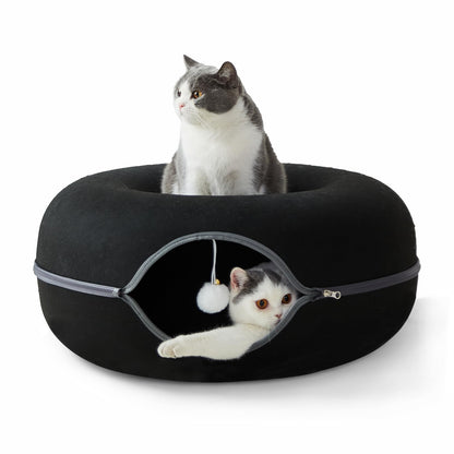 Peekaboo Cat Tunnel for Large Cats up to Features A Jingle Ball Bed