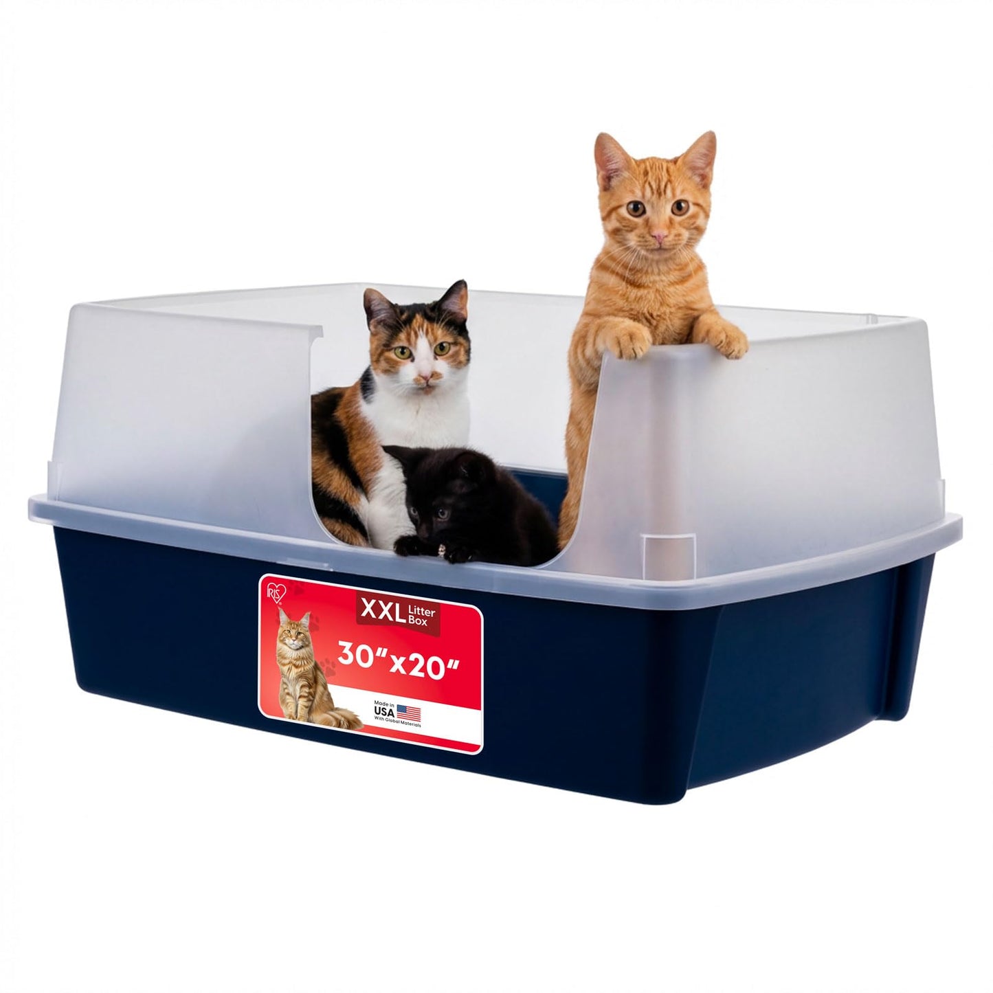 IRIS USA XX-Large Side Entry Cat Litter Box, Open Top Extra Box