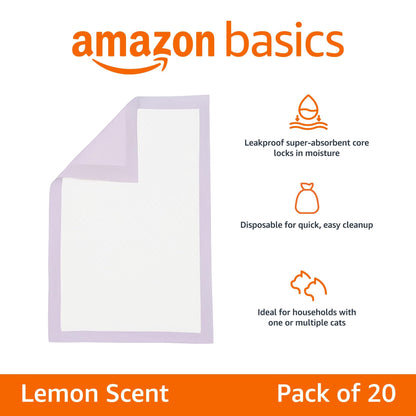 Amazon Basics Cat Litter Pee Pads, Super Absorbent, Odor Control Box