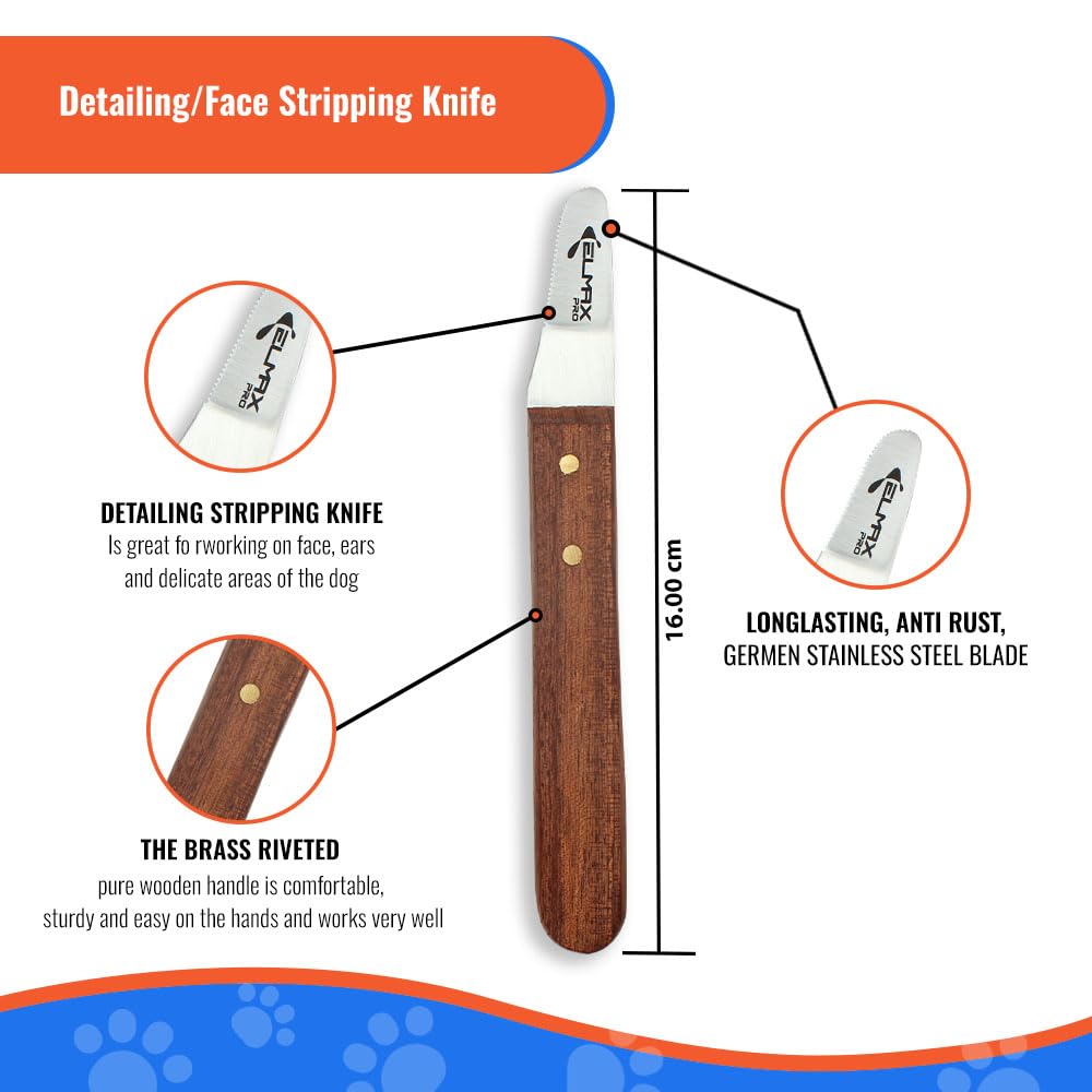 Elmax Pro Slant Tooth Stripping Knife for dogs (Pack of 4) Stainless