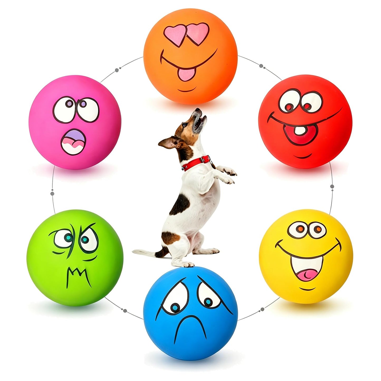 HOLYSTEED Latex Dog Squeaky Toys, Rubber Soft Small Dog Toys Balls