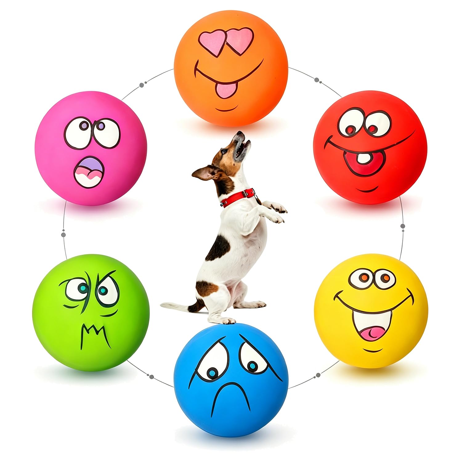 HOLYSTEED Latex Dog Squeaky Toys, Rubber Soft Small Dog Toys Balls