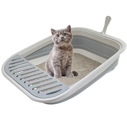 chuyouan Collapsible Kitten Litter Box, Open Cat Potty Pan with Box