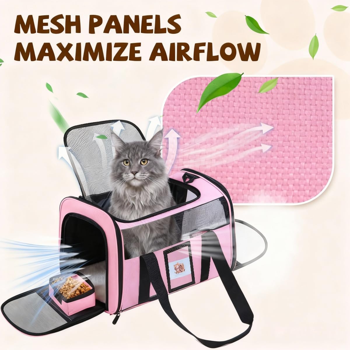 Soft Cat Carrier for Pets Up to TSA Approved for Airline in-Cabin, Bag