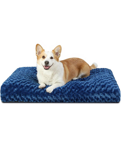 KSIIA Washable Dog Bed Comfy Dog Crate Pad Deluxe Plush Pet Bed