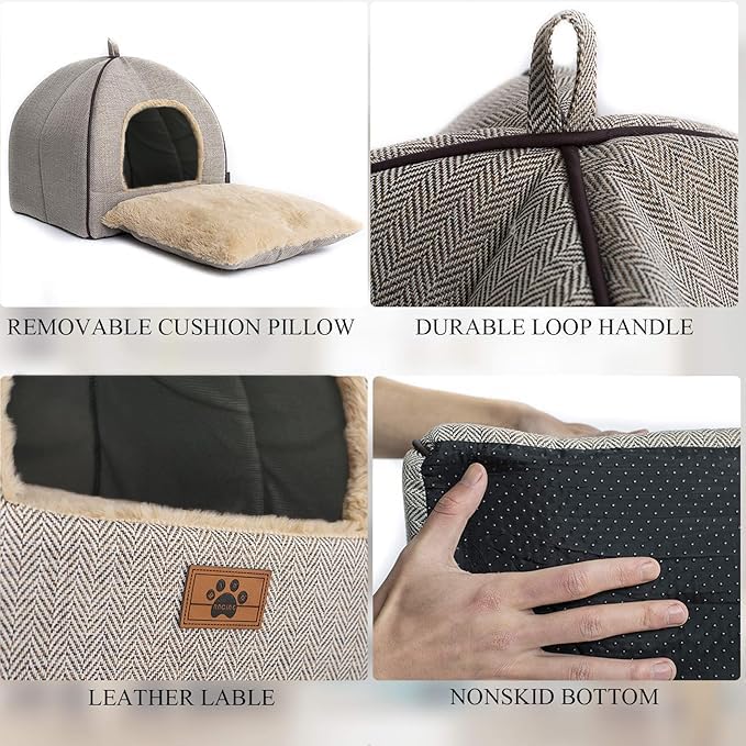 WINDRACING Cat Bed Cat Cave House Tent with Washable Cushioned Bed
