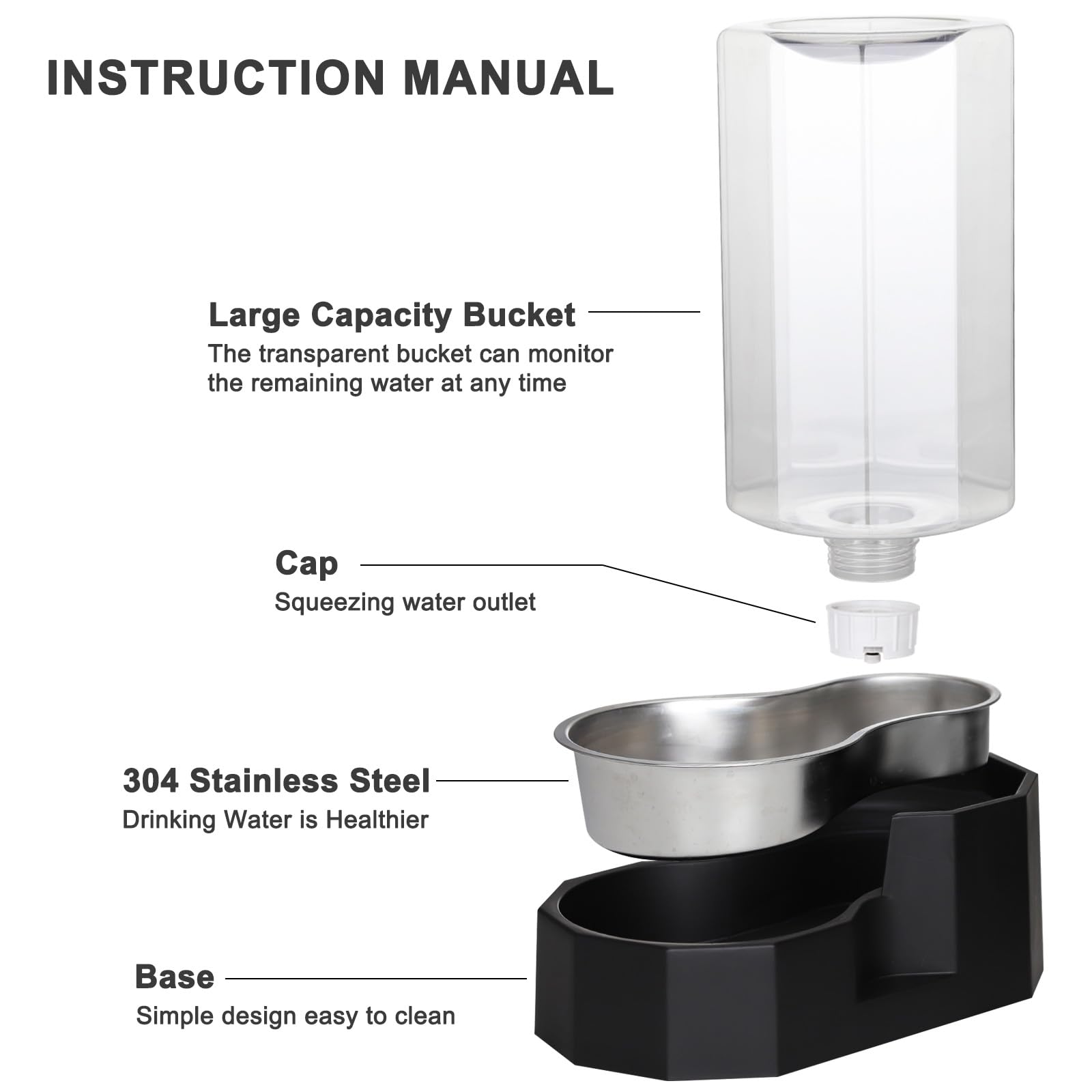 Sfozstra Large Dog Water Dispenser: Large Capacity Gravity Water Bowl