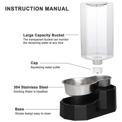 Sfozstra Large Dog Water Dispenser: Large Capacity Gravity Water Bowl