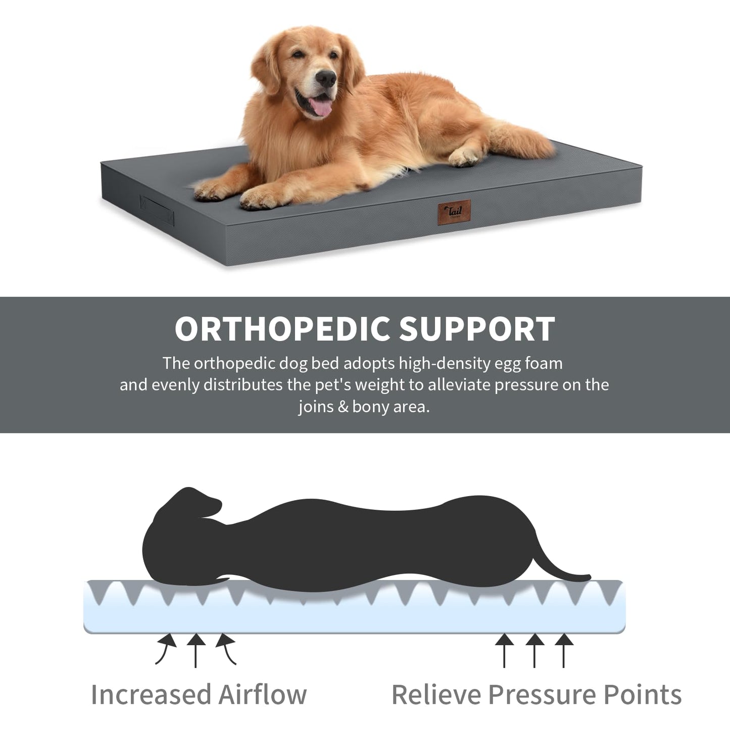Tail Stories Outdoor Extra Large Dog Crate Bed, XXL Waterproof Dog Bed