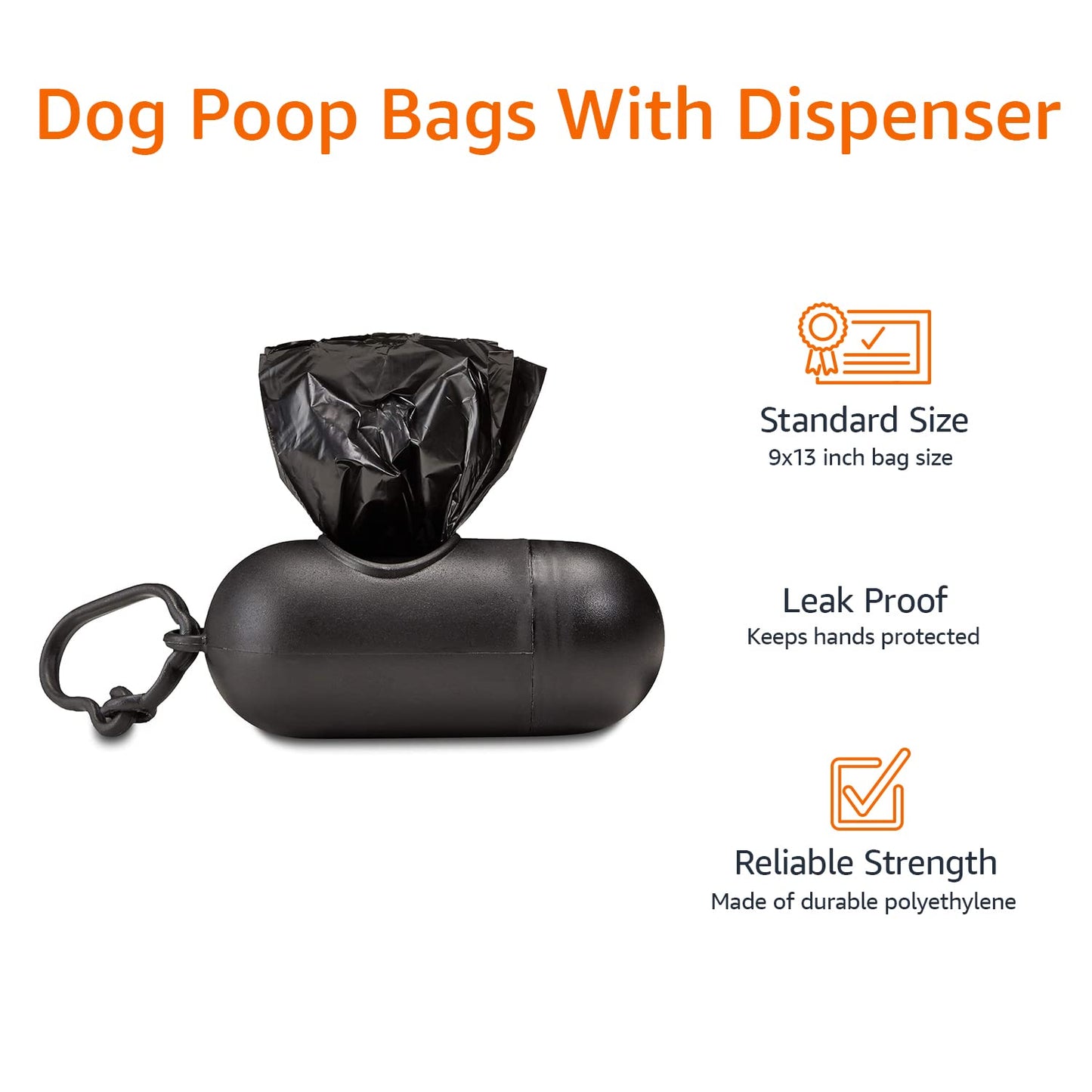 Amazon Basics Dog Poop Leak Proof Bags with Dispenser and Leash Clip