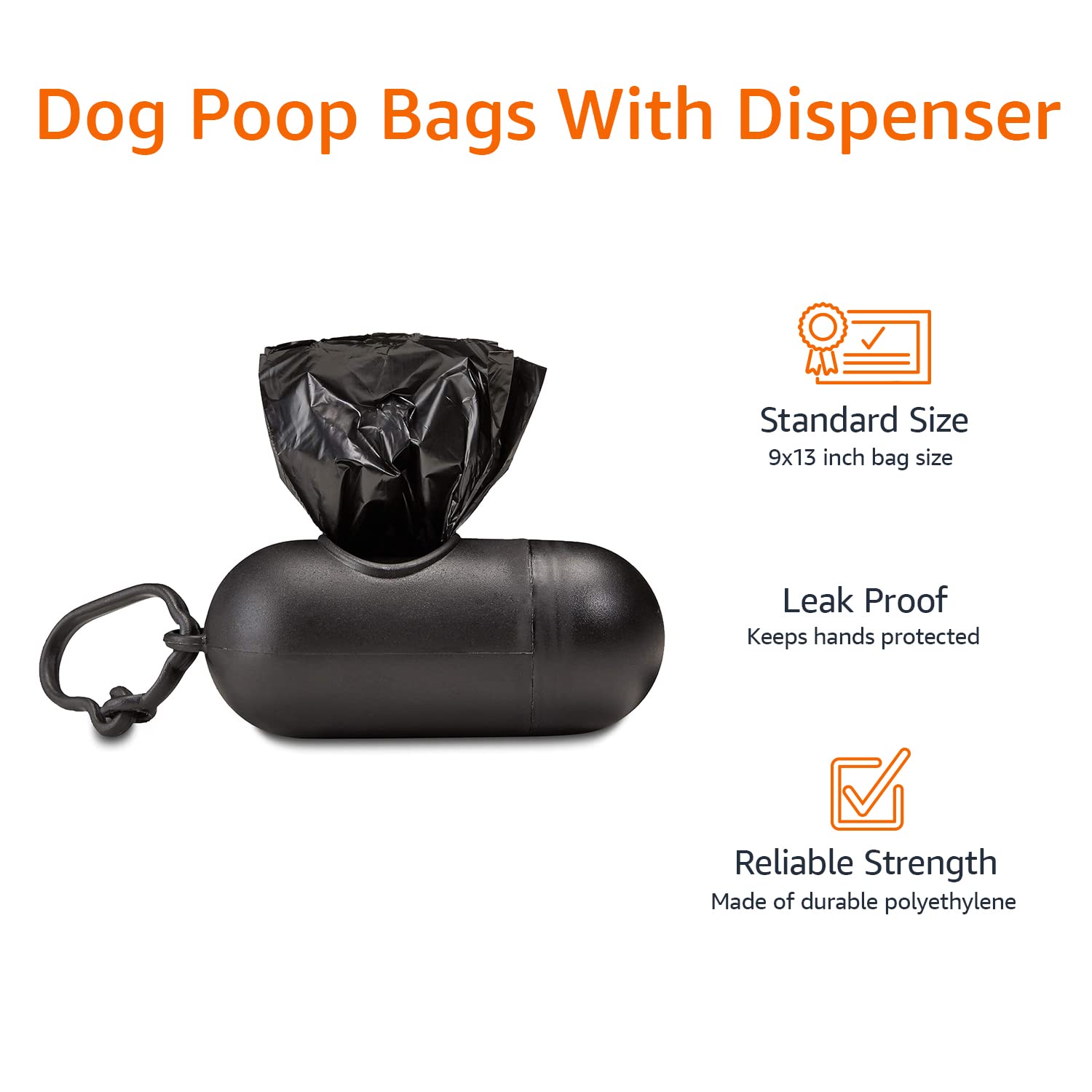 Amazon Basics Dog Poop Leak Proof Bags with Dispenser and Leash Clip