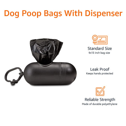 Amazon Basics Dog Poop Leak Proof Bags with Dispenser and Leash Clip