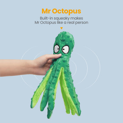 HGB Squeaky Dog Toys Octopus No Stuffing Crinkle Plush Large Dog Toys