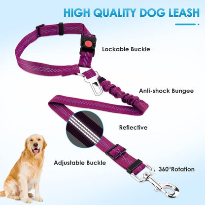 SlowTon Dog Seat Belt, 2 Pack Harness Seatbelt Adjustable With Seat