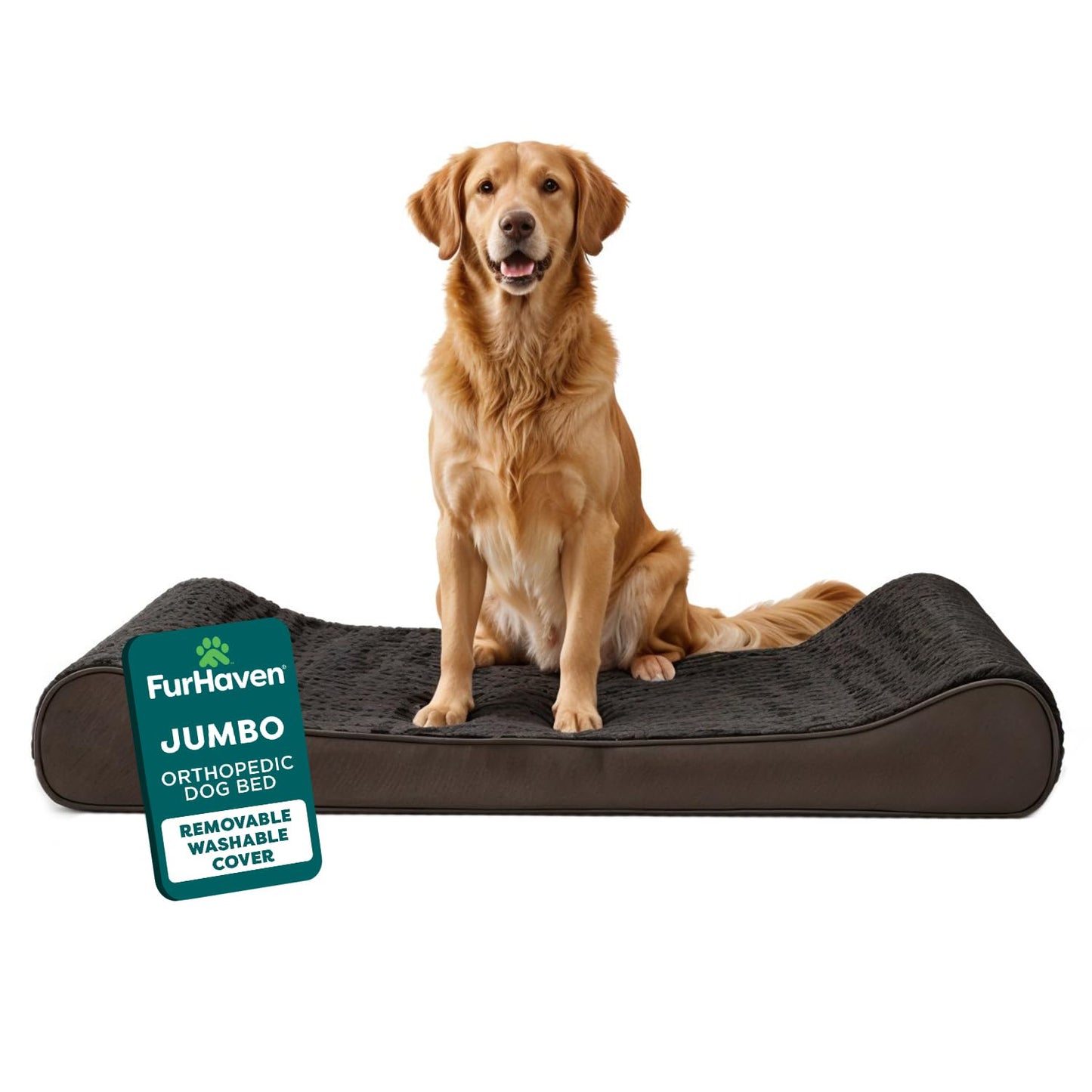 FurHaven Orthopedic Dog Bed for Large Dogs, Luxe Lounger Contour Bed