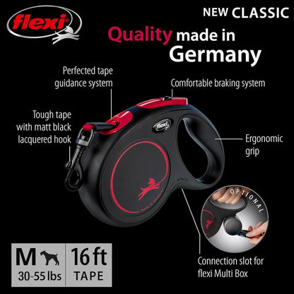 FLEXI New Classic Tape Retractable Dog Leash for Medium Dogs Leash