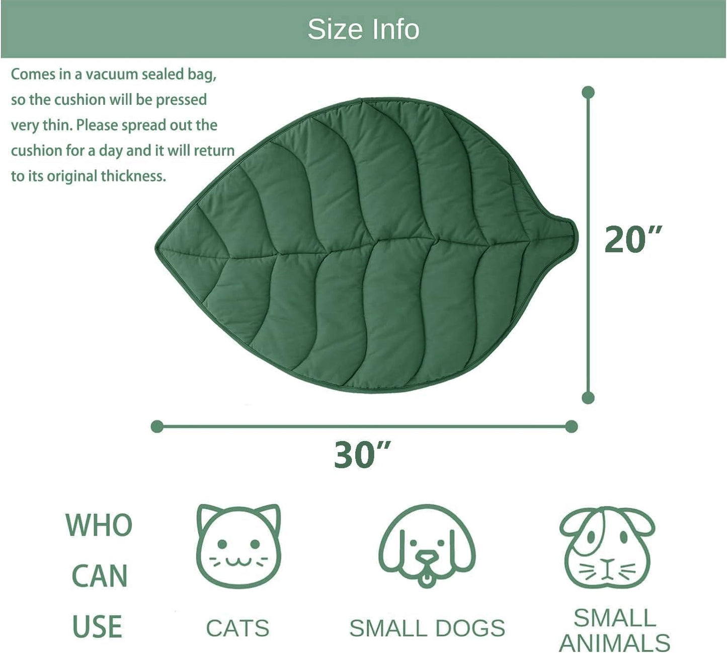 Letalong Leaf Shaped Cotton Cat Bed Pad, Warming Cat Mat, Pet Bed