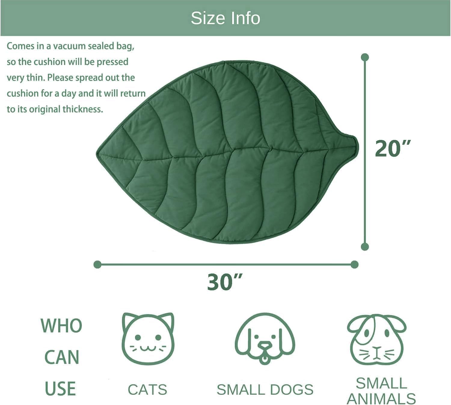 Letalong Leaf Shaped Cotton Cat Bed Pad, Warming Cat Mat, Pet Bed