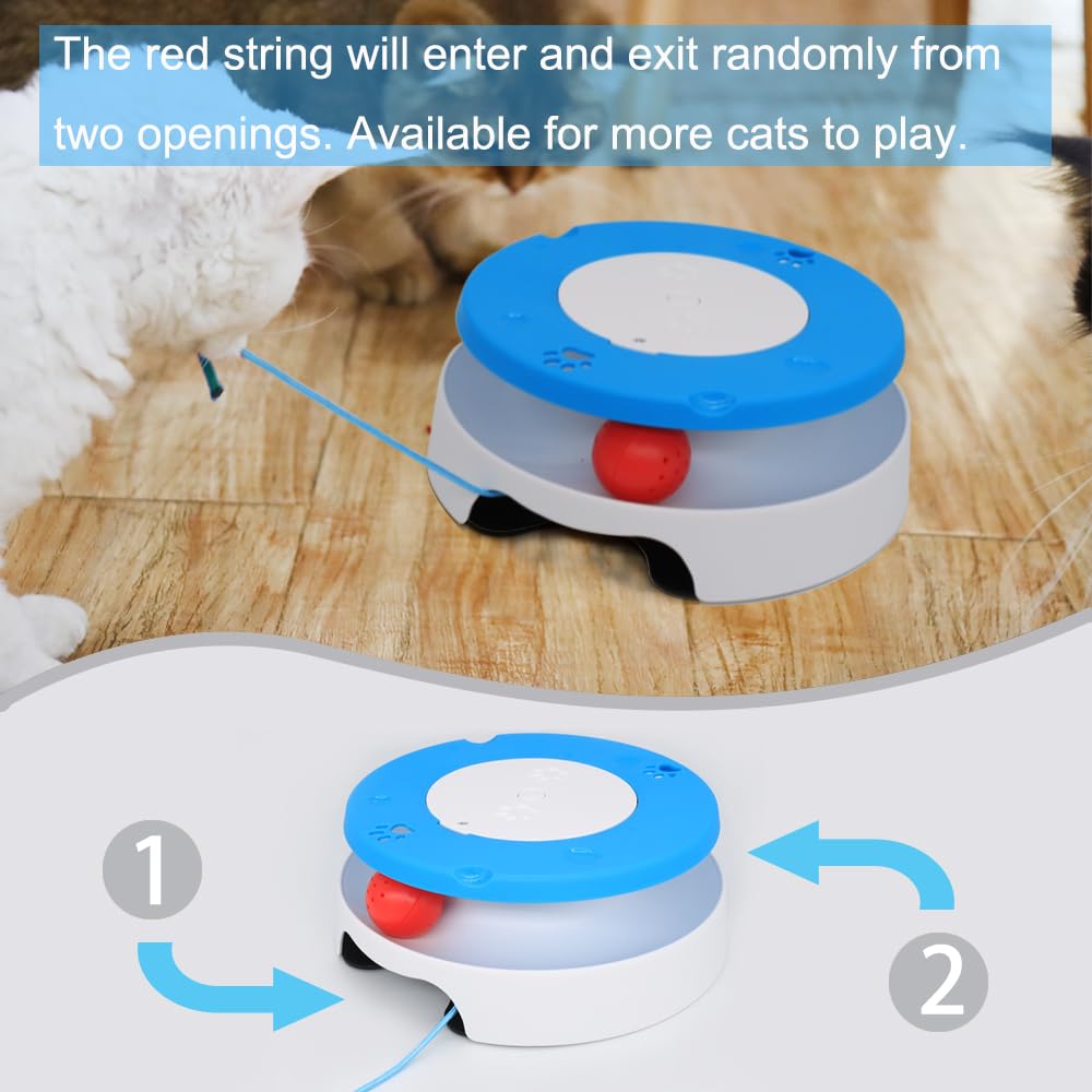 LASOCUHOO 2-in-1 Automatic Cat Toy with Track Jumping String Balls