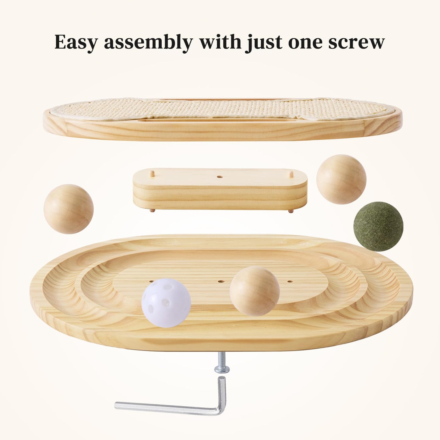 ZOMISIA Cat Scratcher with Ball Track Toy, Sisal Scratch Pad