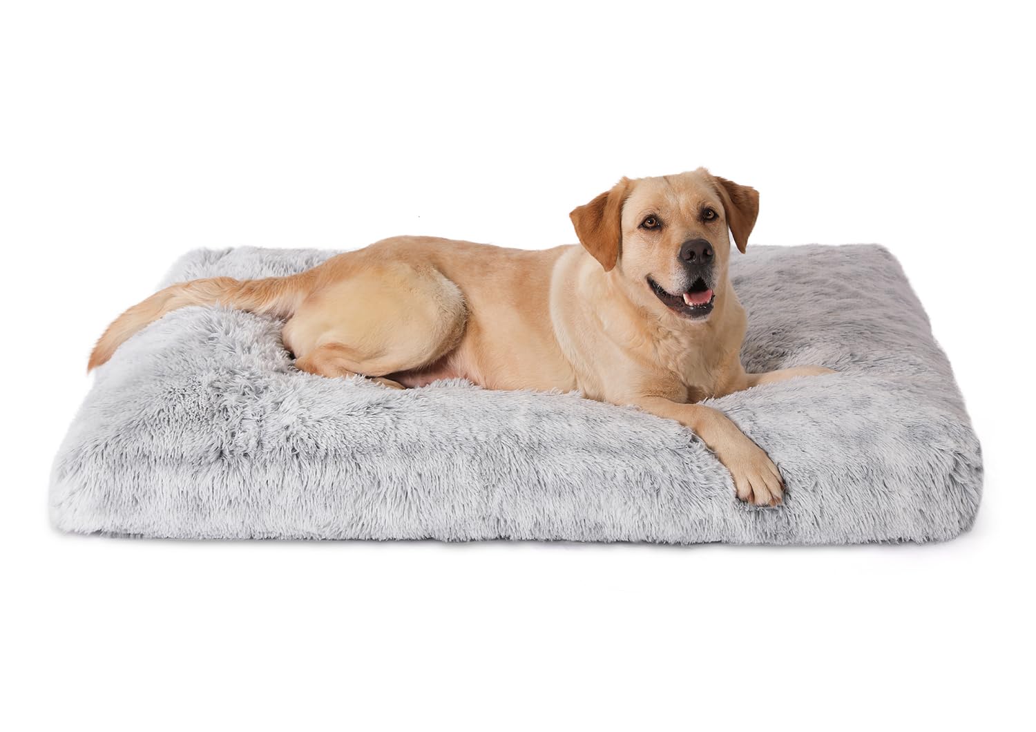Bedfolks Plush Dog Crate Bed, Waterproof Washable Faux Fur Pad Bed