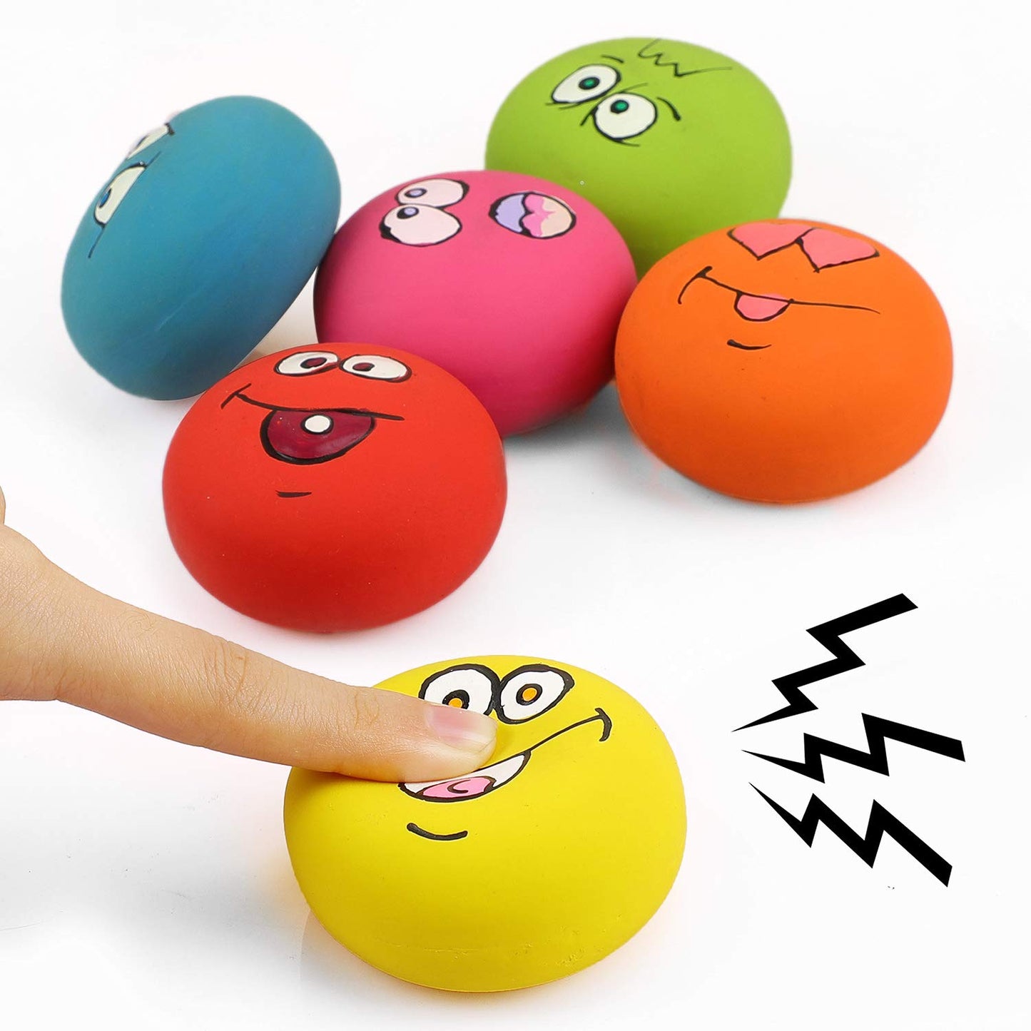 HDSX Smile Face Dog Squeaky Toys Soft Latex Squeak Balls for Balls