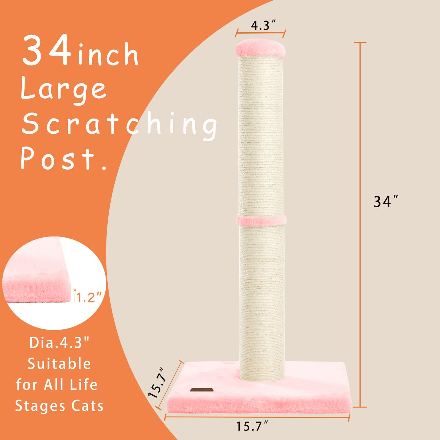 Karolpar Cat Scratching Post with Natural Sisal Rope Large Tree