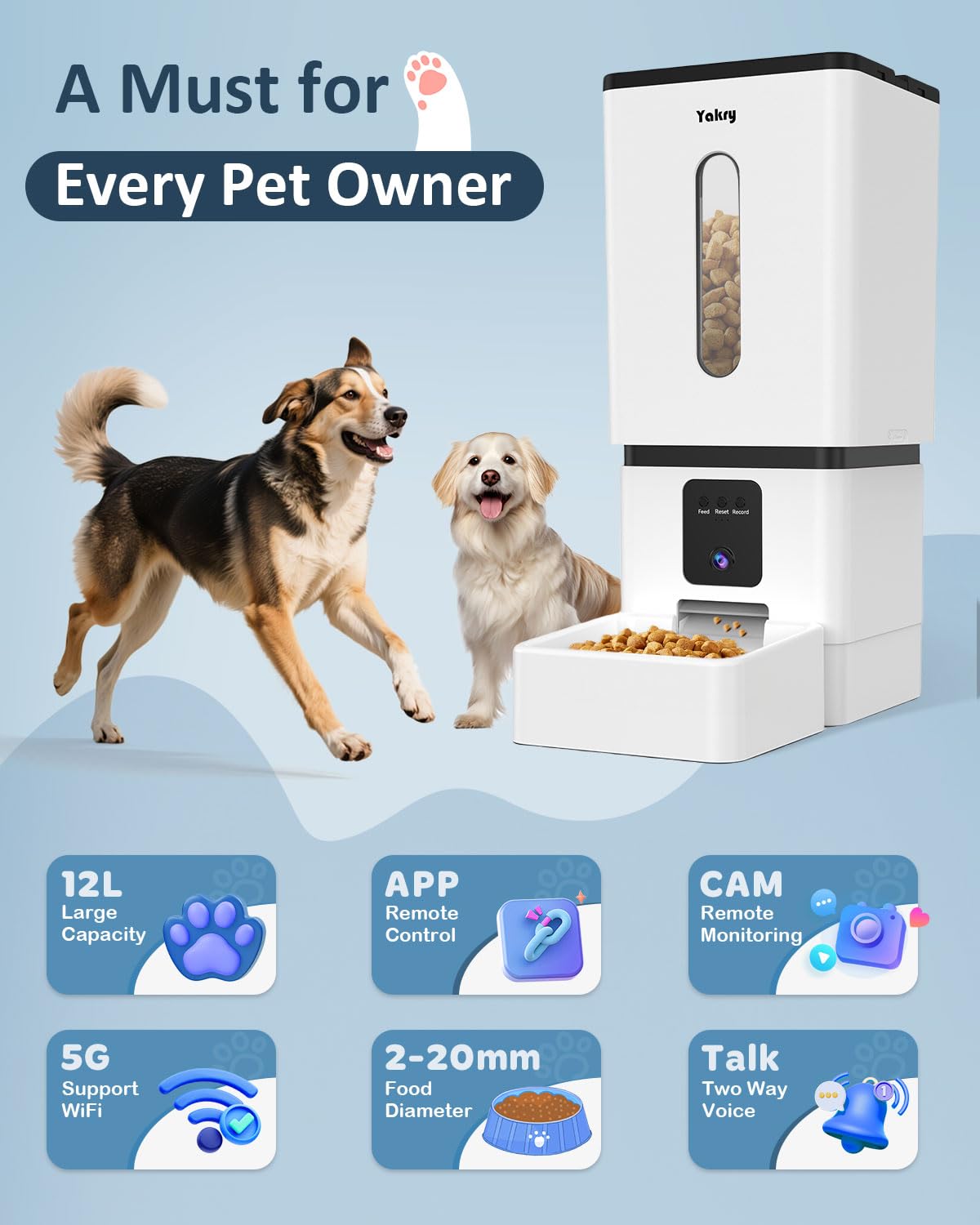 Automatic Dog Feeder Large Breed with Camera /50 Cups WiFi Dispenser