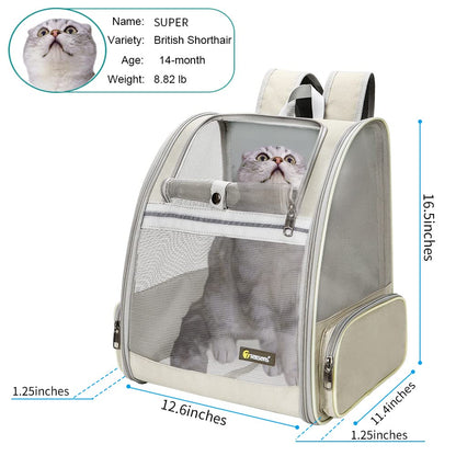 Texsens Pet Backpack Carrier for Small Cats Dogs, Ventilated Carrier