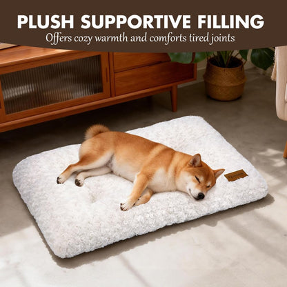 Dog Bed Crate Pad Rosette Pattern Velvet Pet Bed Anti-Slip Comfy Bed
