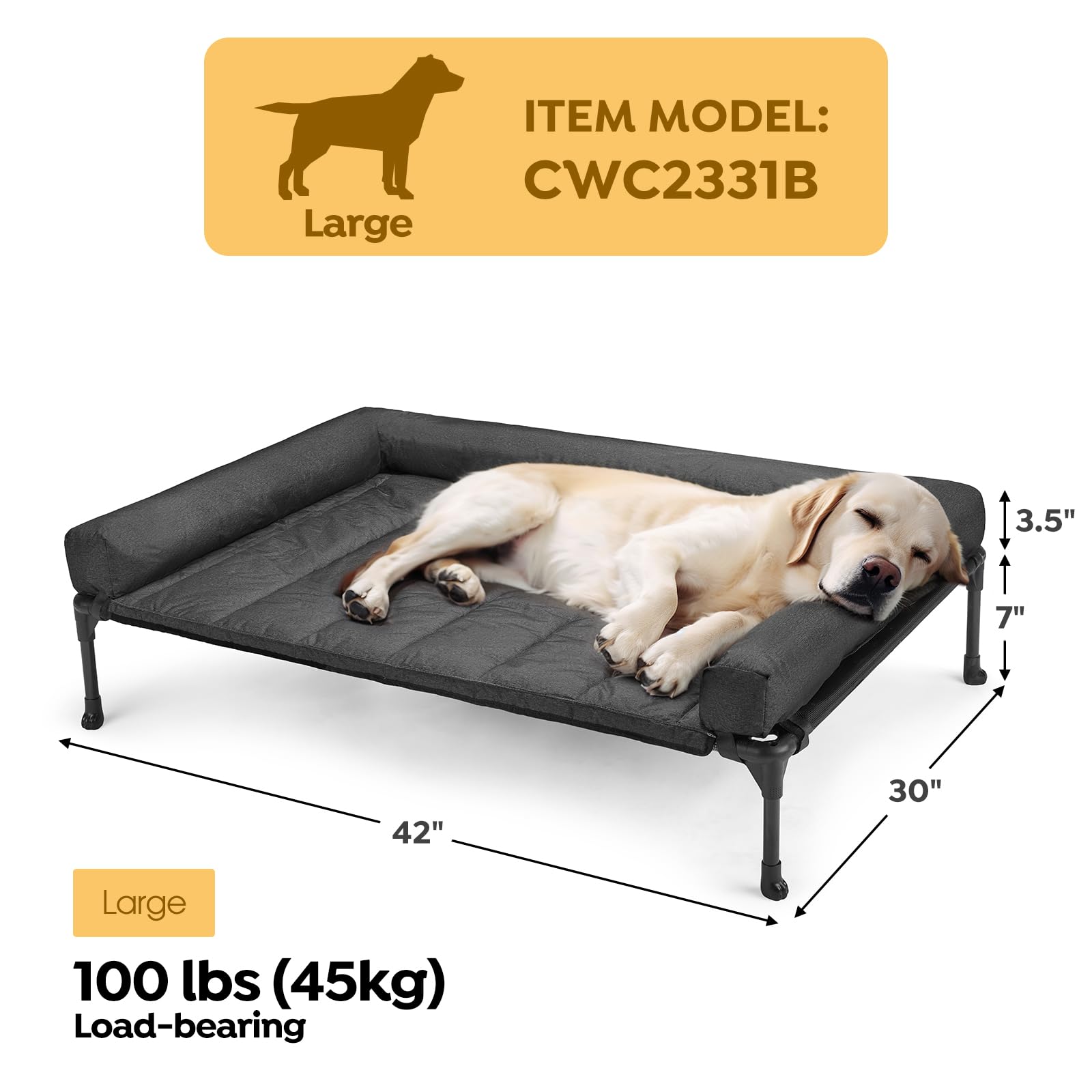 Veehoo Cooling Elevated Dog Bed Add Removable Waterproof Bolster Bed