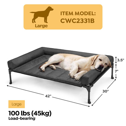 Veehoo Cooling Elevated Dog Bed Add Removable Waterproof Bolster Bed