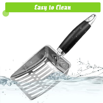 Cat Litter Scooper with Holder, Stainless Steel Cat Litter Scoop Box