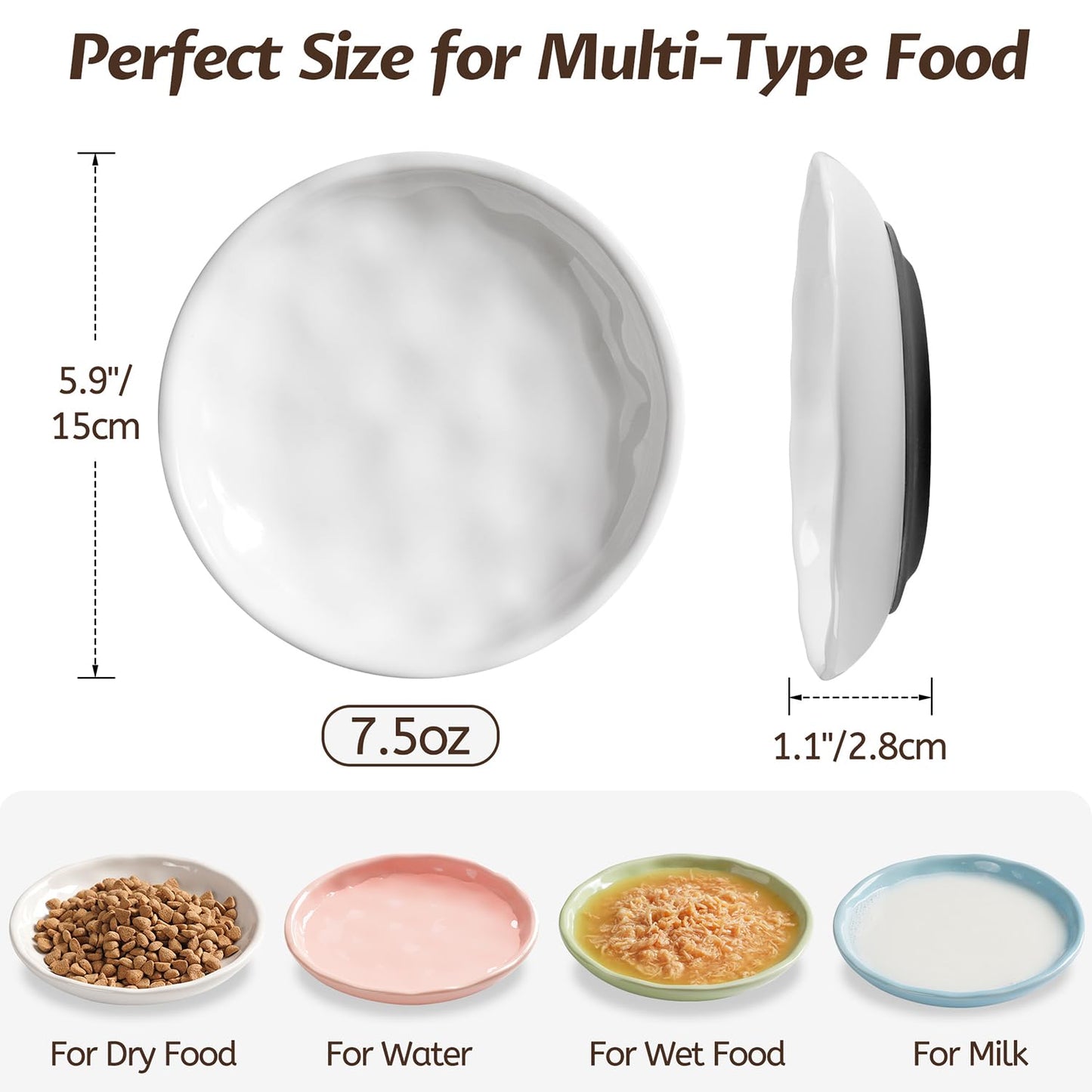 WROSWT Non-Slip Cat Food Bowl,Healthy Ceramic Cats Bowls with Set