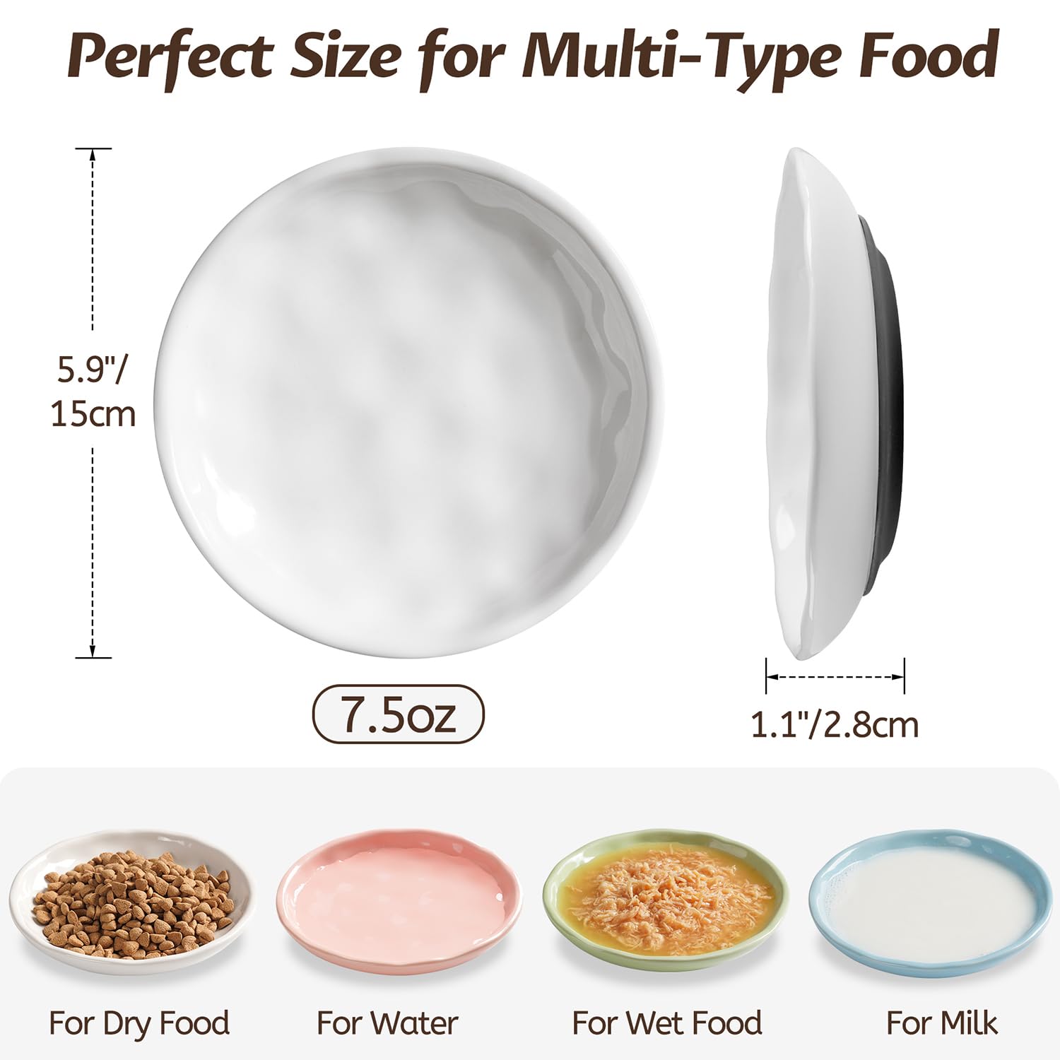 WROSWT Non-Slip Cat Food Bowl,Healthy Ceramic Cats Bowls with Set