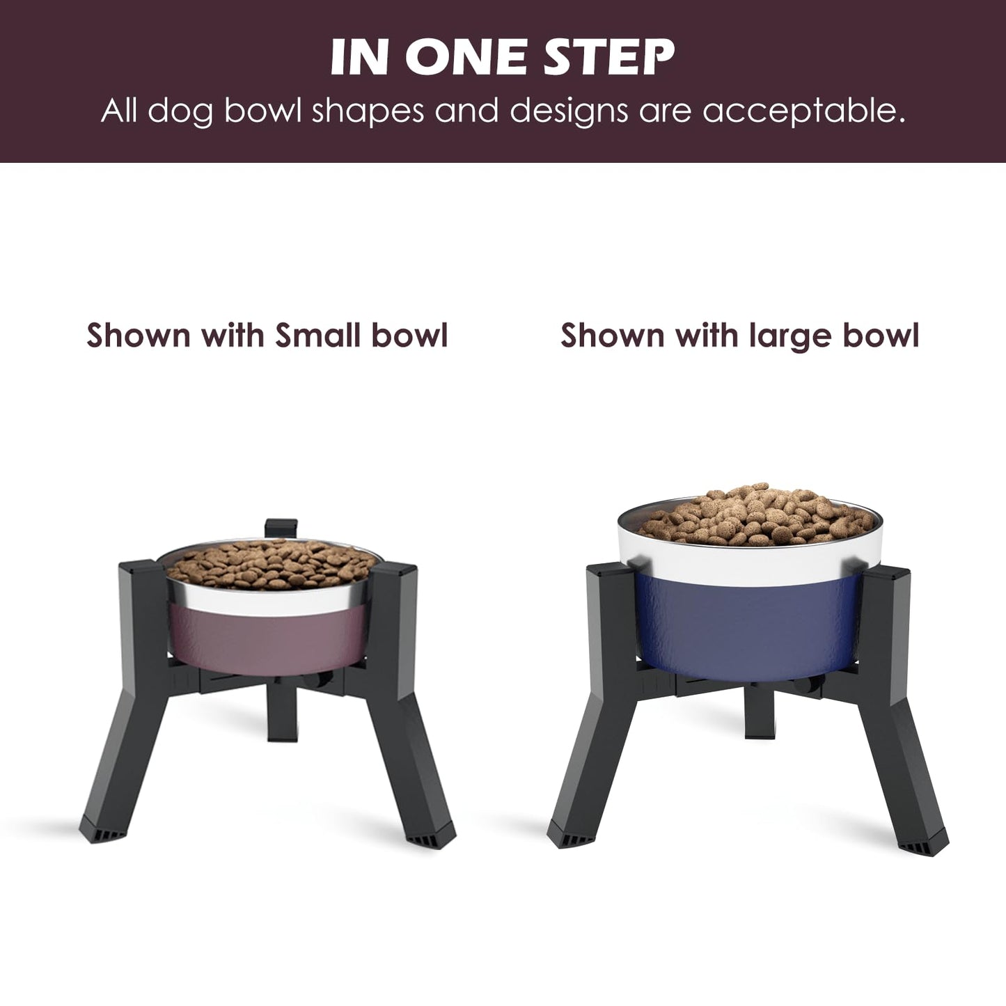 SHAINFUN Elevated Dog Bowls Adjustable Width Stand for 5.2-7.8" Bowl