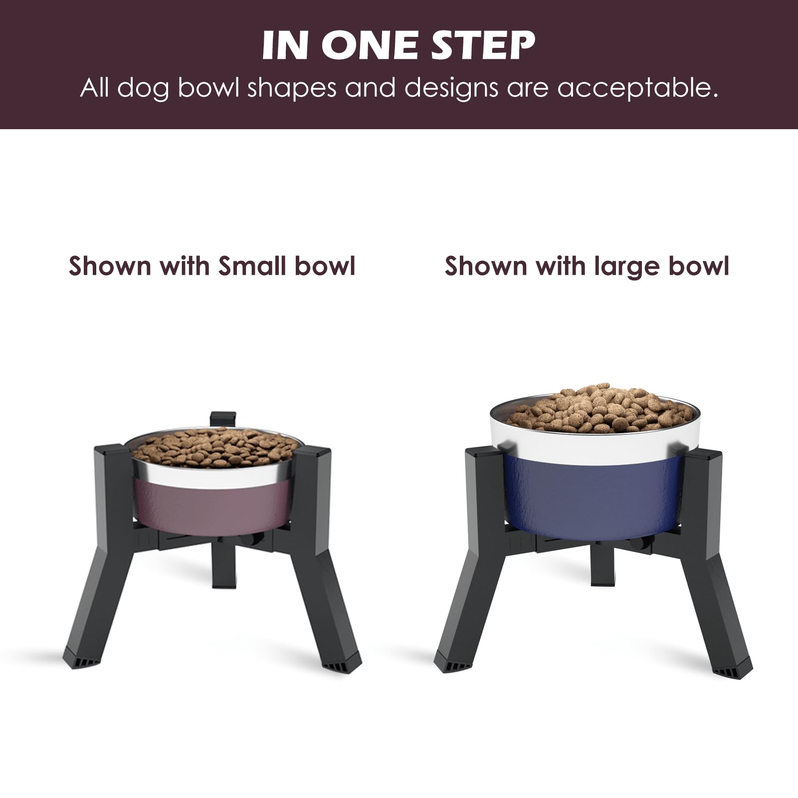 SHAINFUN Elevated Dog Bowls Adjustable Width Stand for 5.2-7.8" Bowl
