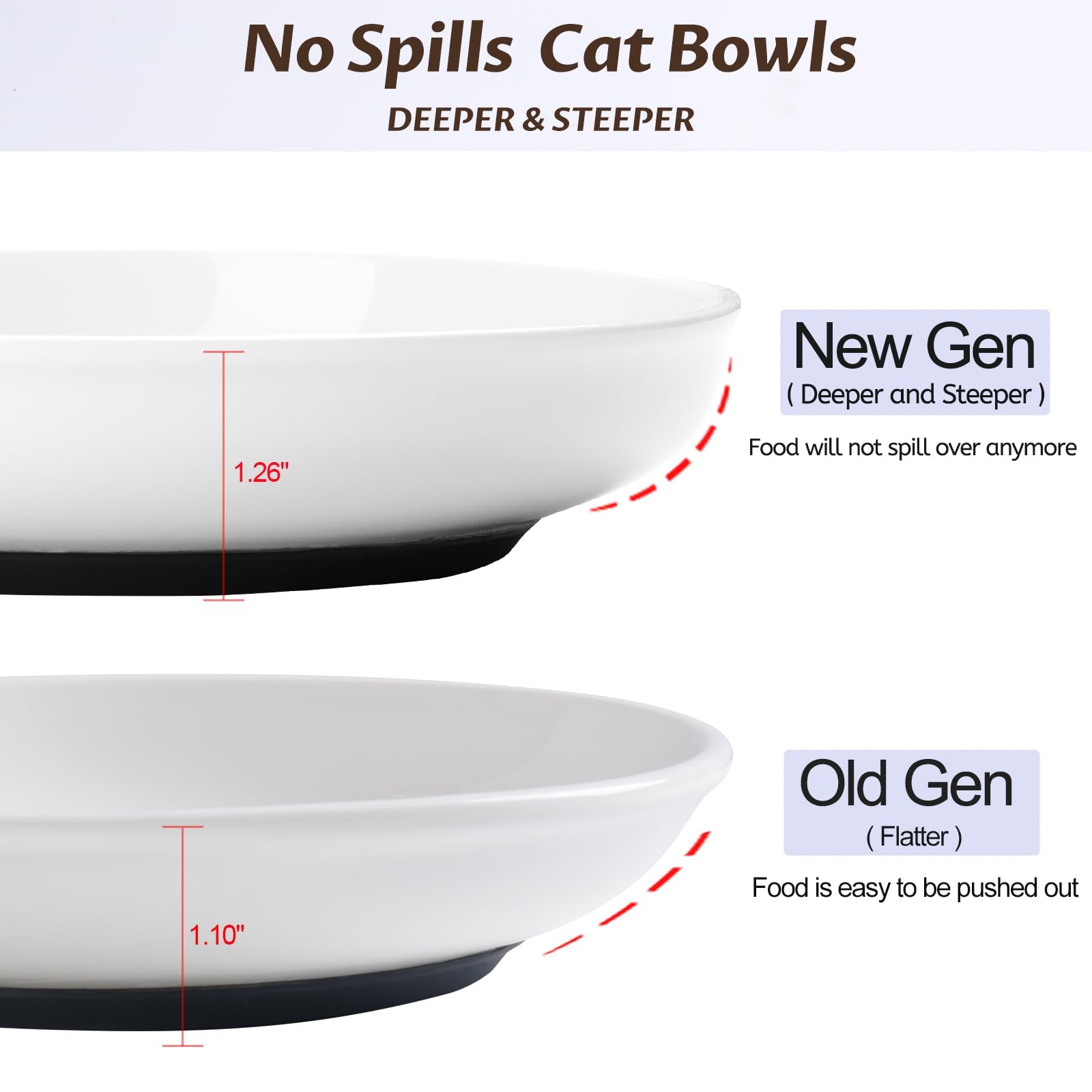 WROSWT No Spill Cat Bowls,Cat Food Bowl,Anti Whisker Fatigue Set
