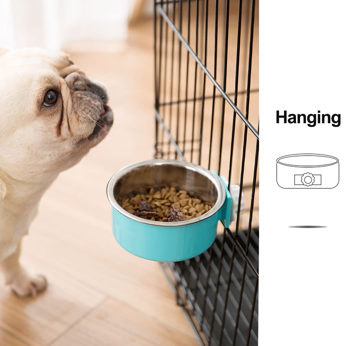 Mechpia 4 Pieces Crate Dog Bowl, Removable Stainless Steel Pet Crate