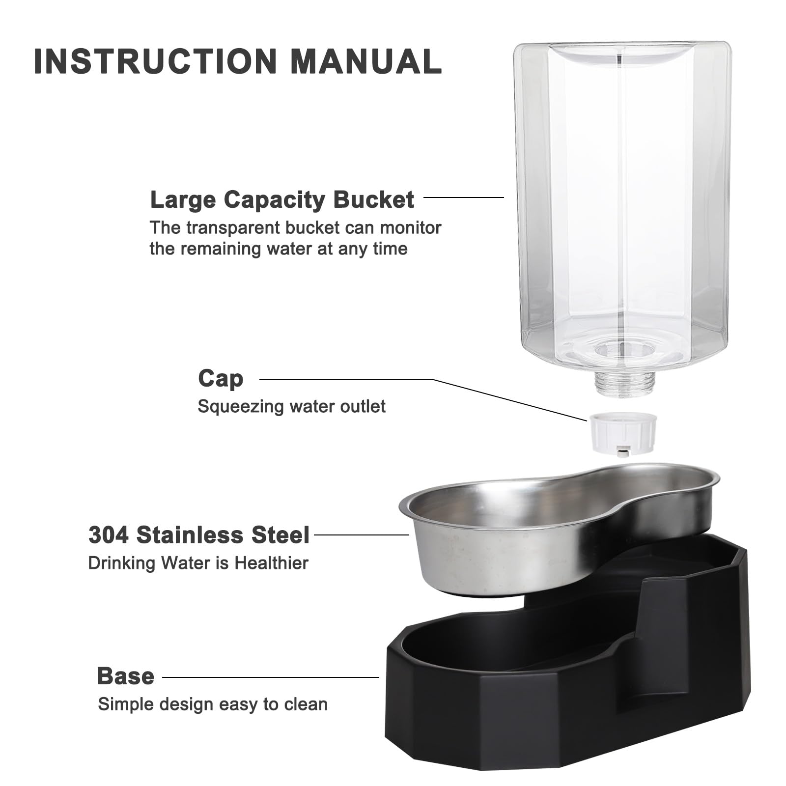 Sfozstra Large Dog Water Dispenser: Automatic Gravity Water Feeder