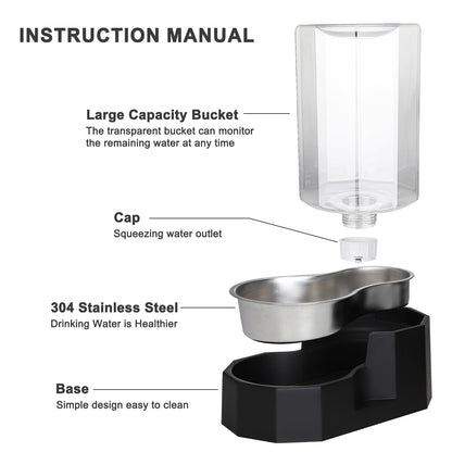 Sfozstra Large Dog Water Dispenser: Automatic Gravity Water Feeder