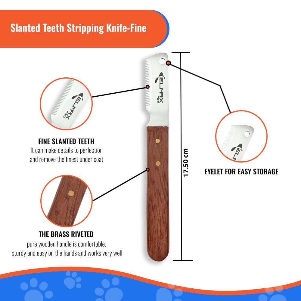 Elmax Pro Slant Tooth Stripping Knife for dogs (Pack of 4) Stainless