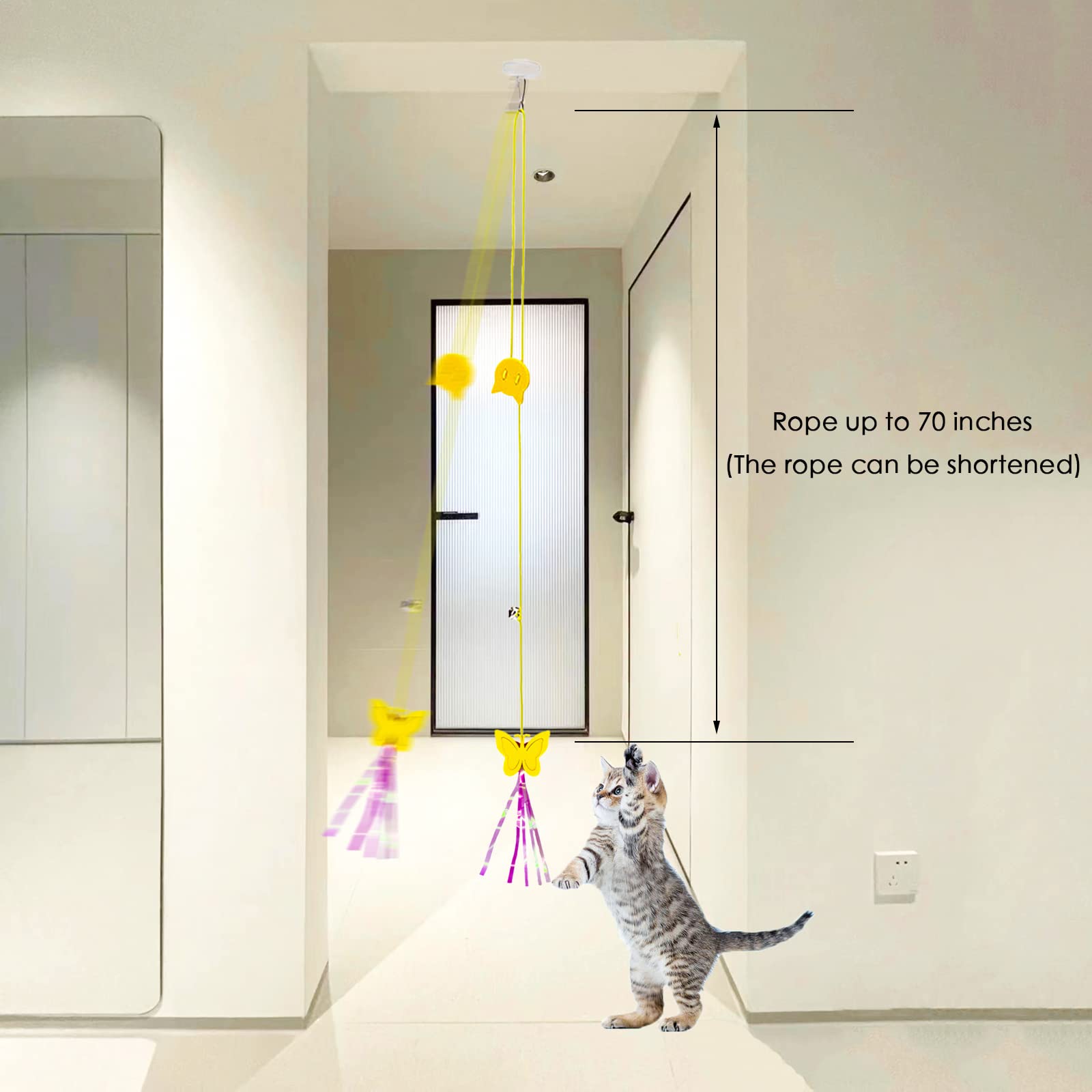Mitubati Cat Toys Indoor Hanging Door Retractable Bird Cat Toy