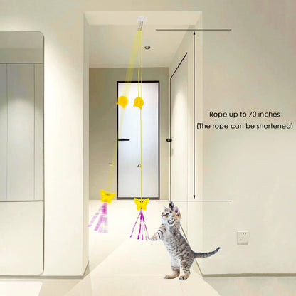Mitubati Cat Toys Indoor Hanging Door Retractable Bird Cat Toy
