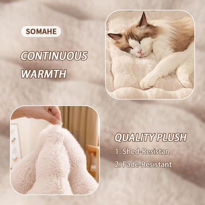 SOMAHE Cat Bed Mat, Soft Plush Faux Fur Kneading Pet Bed, Machine Bed