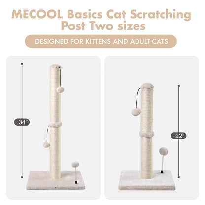 MECOOL 34” Tall Cat Scratching Post Basics Kitten Scratcher Trees