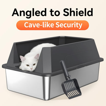 TEVILA Stainless Steel Litter Box with High Sides, XL High Sided Box