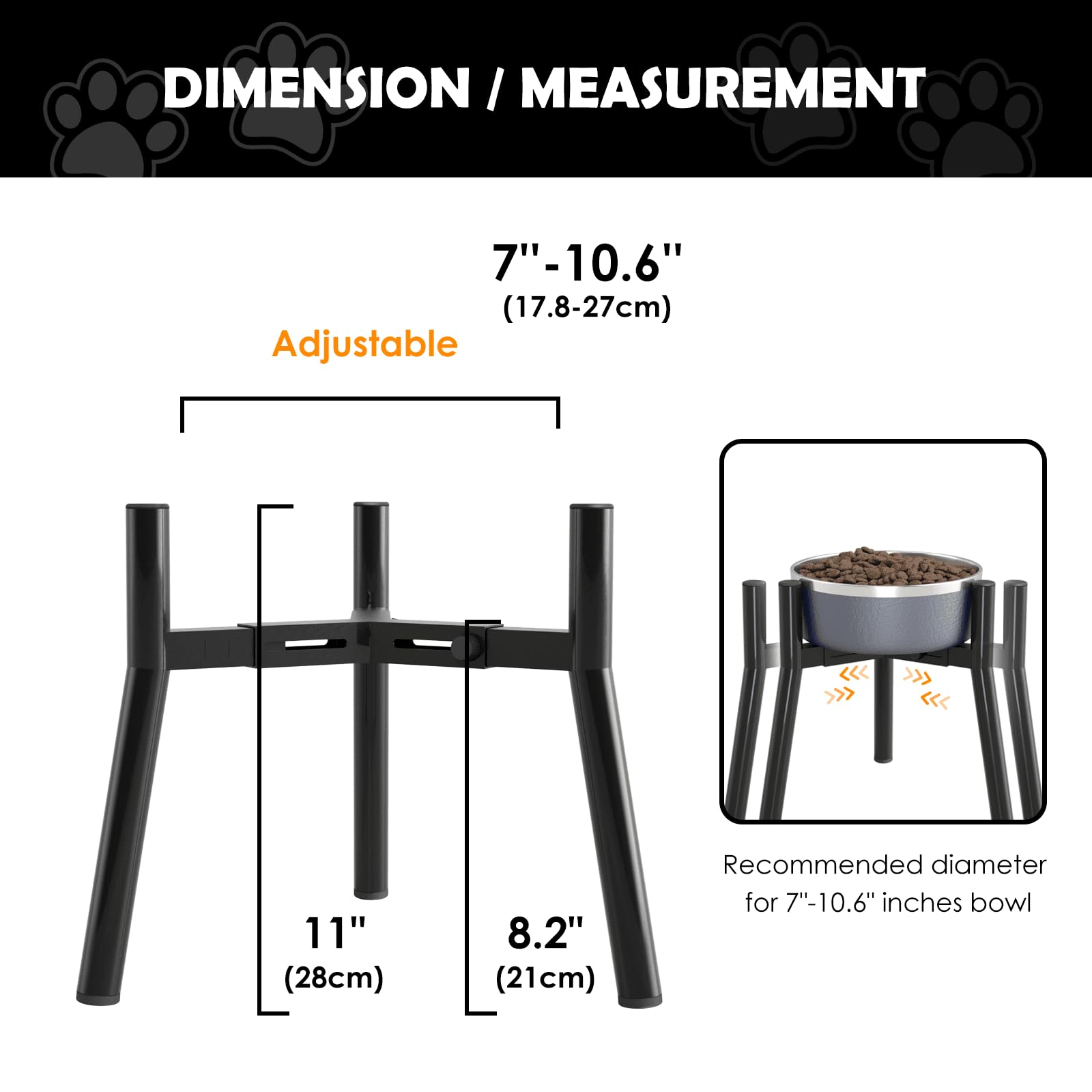 SHAINFUN Adjustable Dog Bowl Stand, Tall Elevated Feeder for Bowl